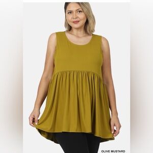 Olive Mustard Sleeveless Tunic Top